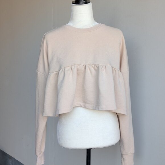Zara Beige Ruffle Peplum Sweater - Picture 2 of 5